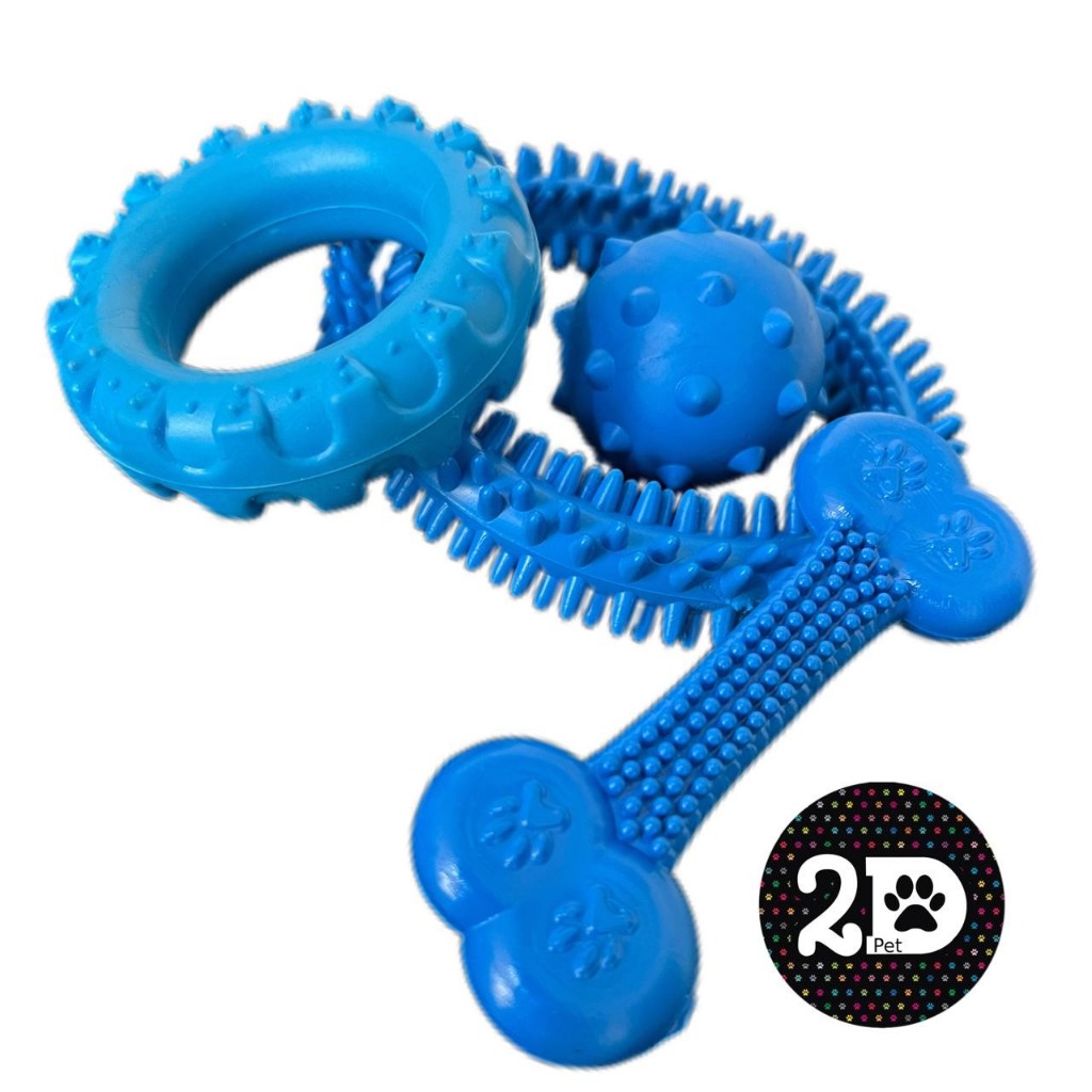 Brinquedo para Filhotes e Cães Pequenos de Borracha maçiça pneu Azul, Osso Massagem dentes bola cravo Anêmona