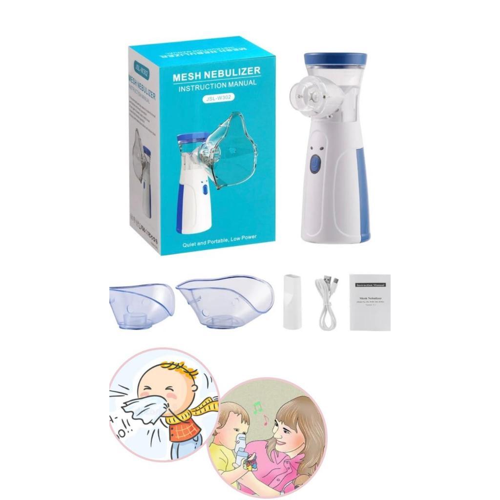 Nebulizador e Inalador Portatil Ultrasonico Adulto e Infantil Cabo USB ou Pilhas Silencioso Asma Domestico