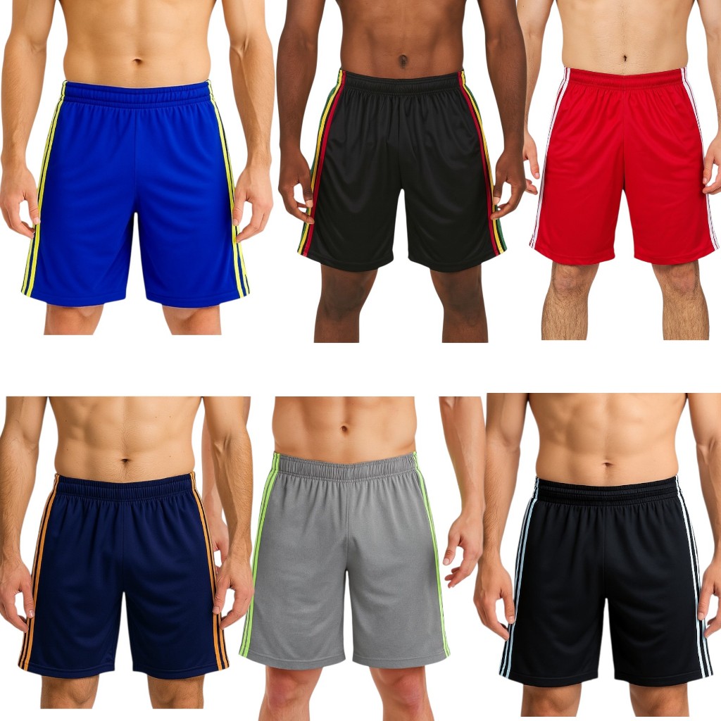 Kit 6 Shorts Masculino Calção para Atividades Fisica Academia Futebol Tecido Leve