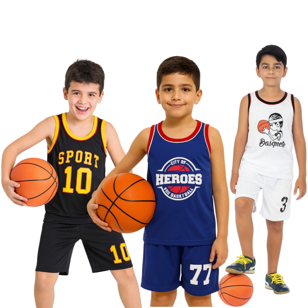KIT DE ROUPA DE MENINO COM SHORT + CAMISETA REGATA DE BASQUETE KIT COM CONJUNTOS ESPORTIVO INFANTIL em Oferta na Shopee