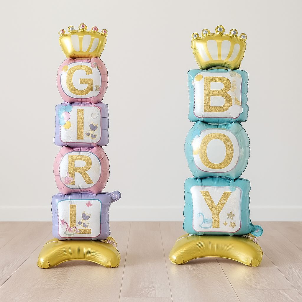 Balão de Chão Coroa Chá de Bebê Revelação Menino ou Menina