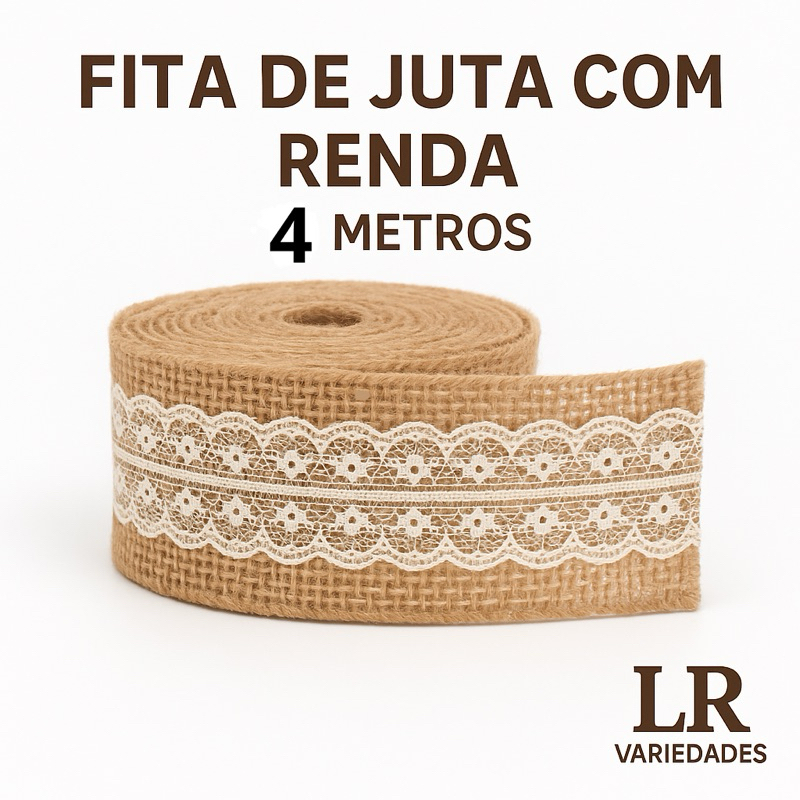 Fita De Juta Com Renda Natural 5cm 2m/4m  Para laços, Artesanato, Decoração, festa e embalagem em Oferta na Shopee