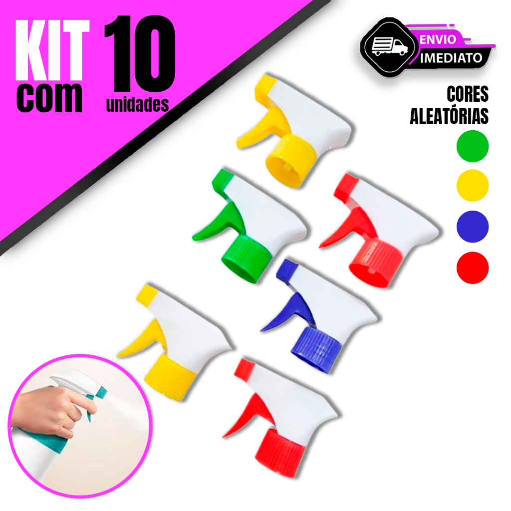 Conjunto Com 10 /8/6/5 Uni Válvula Spray Gatilho Colorido – Praticidade e Estilo para Suas Embalagens