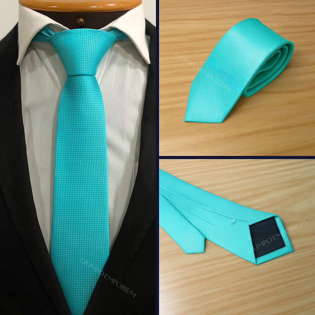 Gravata Slim Verde Aqua (ou cor Verde Tiffany) Importada Texturizada Casamento Padrinhos Noivos Festividades Congresso
