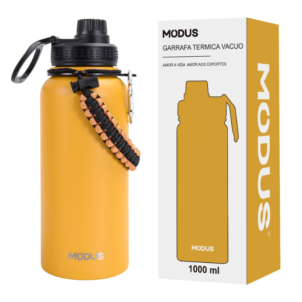MODUS Garrafa Térmica De Água Isolada 1000ml De Aço Inox Com Alça em Oferta na Shopee