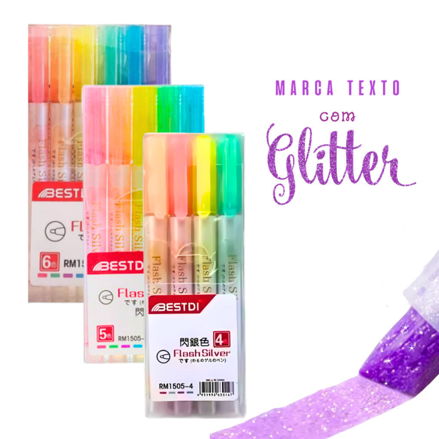 （2 Pacote）Kit 4/5/6 Marcadores Texto NEON Cores Vivas - À Prova de Sangração