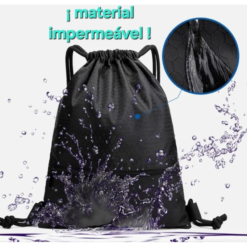mochila saco esportivo com fechamento cordão impermeável  com estampas variadas modelo unissex em Oferta na Shopee