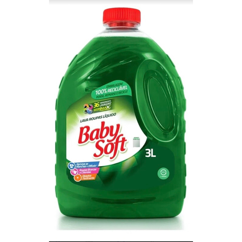 Lava Roupas Líquido Baby Soft Max Performance Verde 3L – Limpeza Profunda com Cuidado e Perfume
