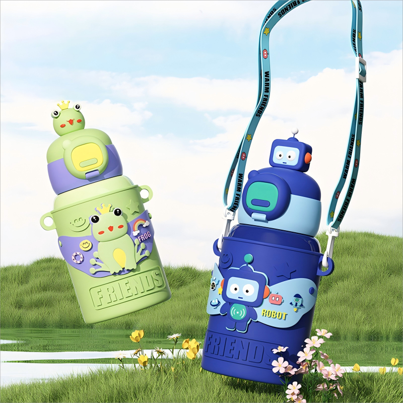 voga Garrafa térmica infantil de 450 ml com alça e canudo. em Oferta na Shopee