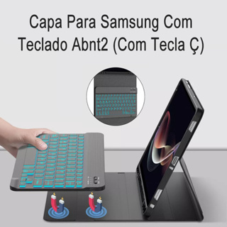 Capa Com Teclado Iluminado Abnt2 (Com Tecla Ç) Para Samsung Tab S6 Lite/S9fe/S10fe/A9/A8/A7/S7/S8/S9 em Oferta na Shopee