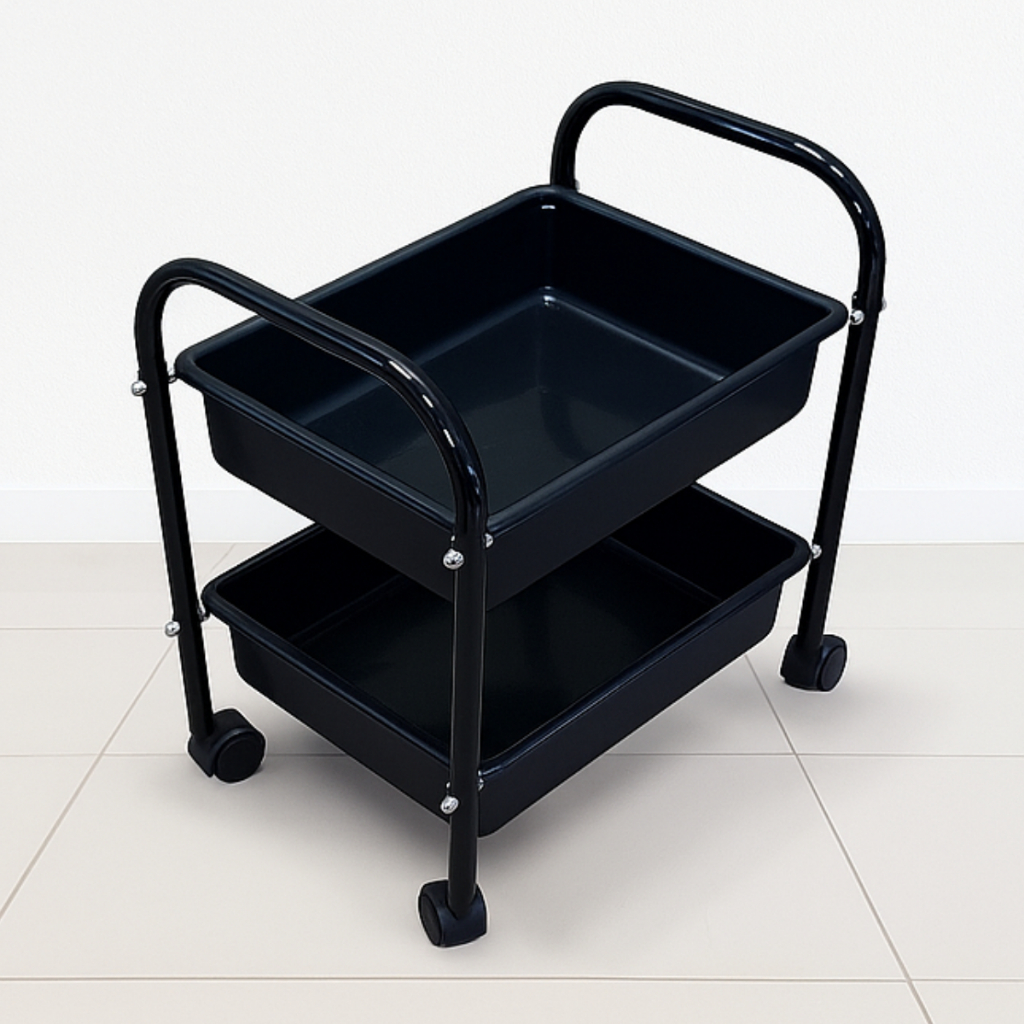 Carrinho Auxiliar Manicure Pedicure Estética Organizador 2 Bandejas - Renovar - MBM Decor
