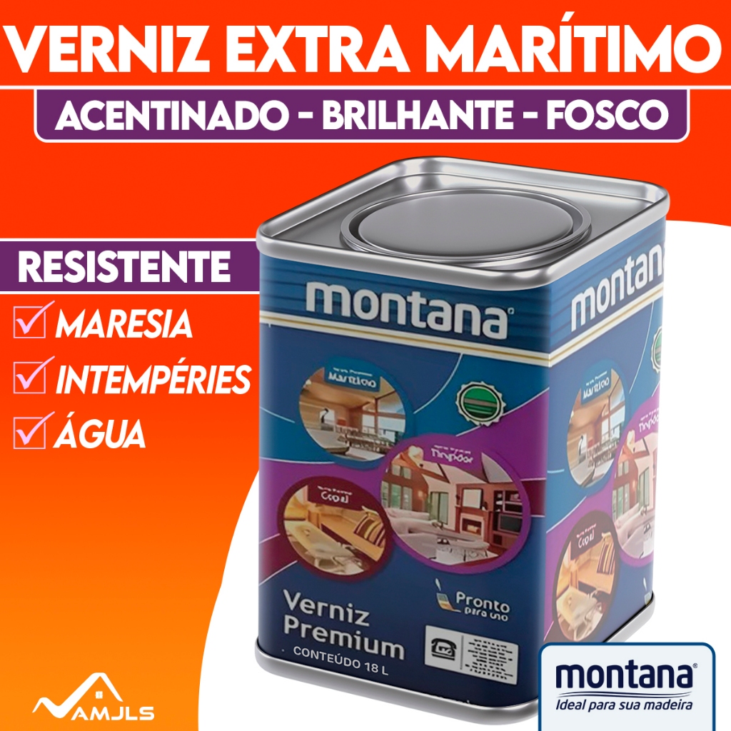 Verniz Marítimo Extra Brilhante Fosco Acetinado Transparente 18 Litros Montana