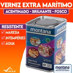 Verniz Marítimo Extra Brilhante Fosco Acetinado Transparente 18 Litros Montana