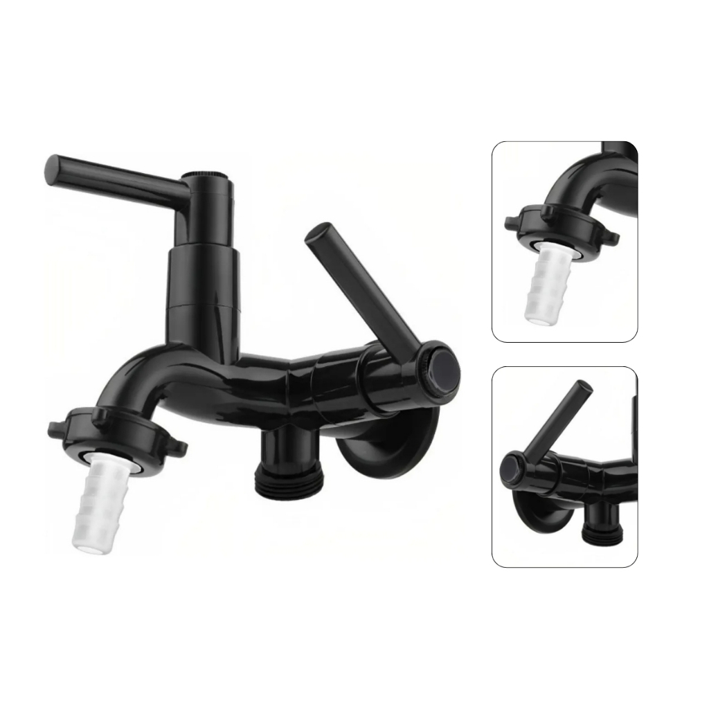 Torneira Maquina de Lavar e Tanque Área de Serviço Preta 1/4 de Volta em ABS em Oferta na Shopee