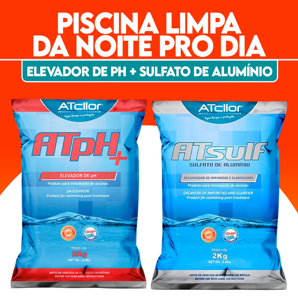 Kit Barrilha Elevador de Ph Mais + Sulfato de Alumínio Genco Decantador Clarificante Piscinas