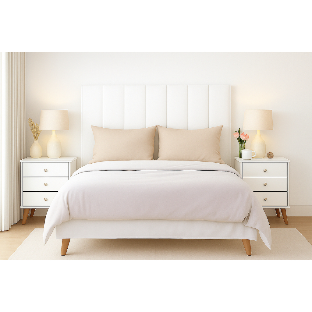 Conjunto Quarto Queen Mix – Cabeceira 1,60 + 2 Mesas de Cabeceira Retrô com 3 Gavetas Cores Diversas