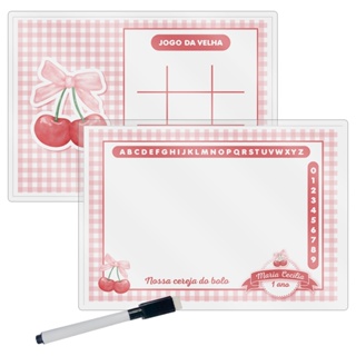 10 Lousa Mágica + Caneta Com Apagador Personalizada Lembrancinha Festa Infantil Tema Cerejinha Cerejas em Oferta na Shopee