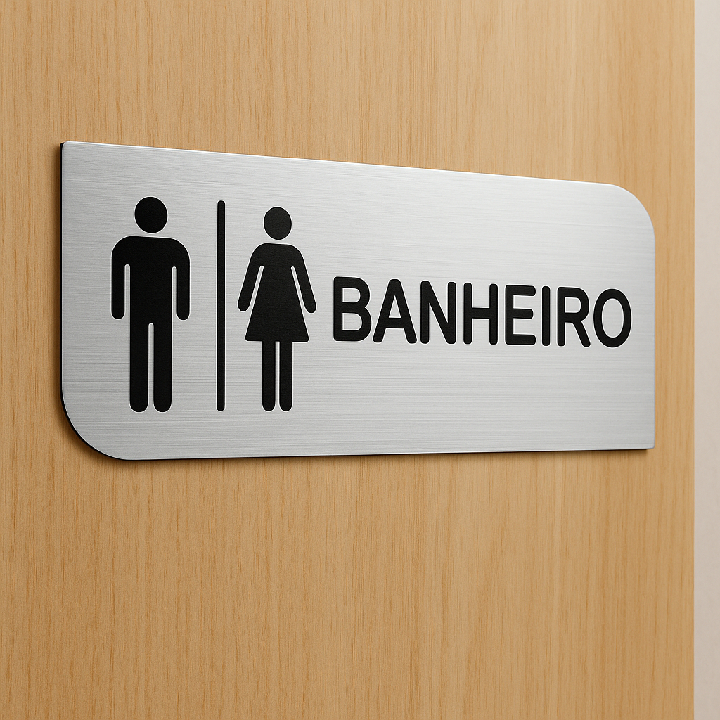 Placa Sinalização Porta Banheiro WC ABS Escovado Unissex Identificação Feminino Masculino Toilette em Oferta na Shopee