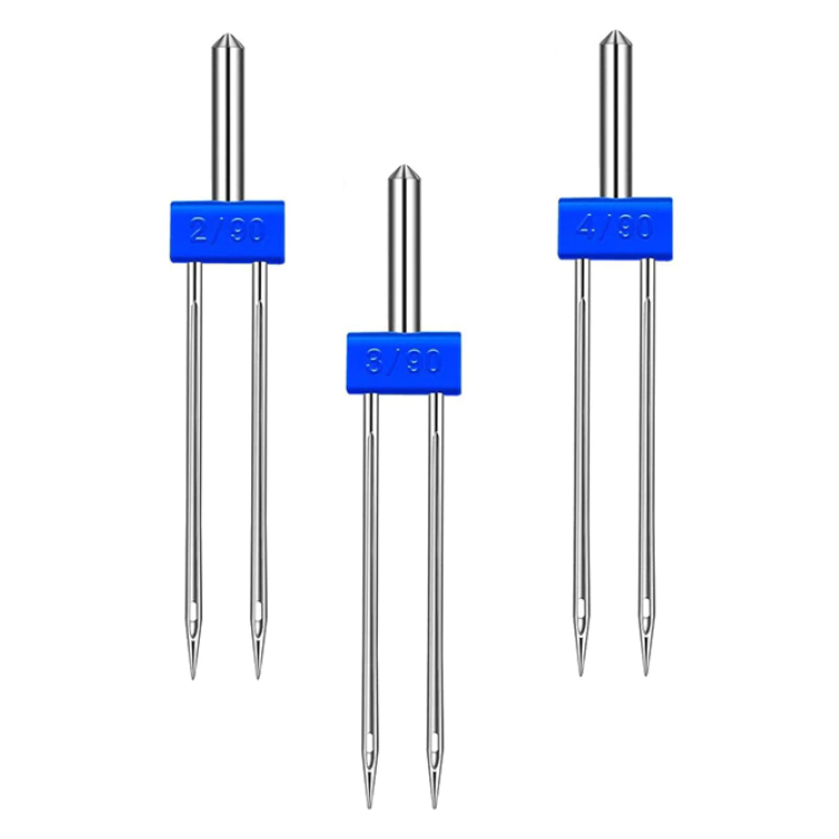 Agulhas Duplas Para Máquinas Domésticas Kit com 3 unidades - 2mm, 3mm, 4mm