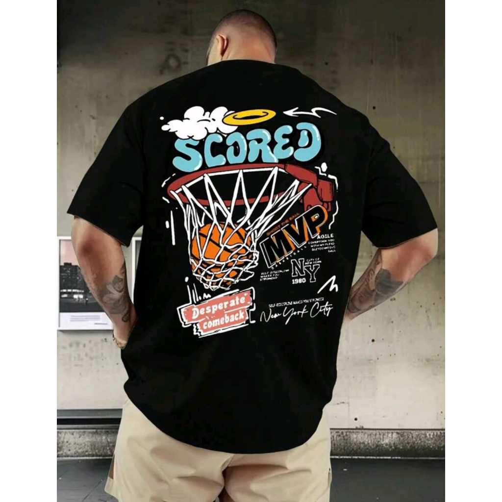 POLARBEAR Camiseta Unissex Algodão 30.1 Estampado Scored Basquete