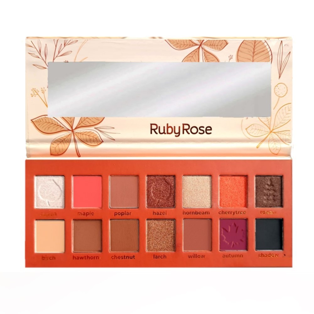 Paleta de Sombras Ruby Rose Super Pigmentadas Alta Pigmentação e Fixação Prolongada Cores Intensas