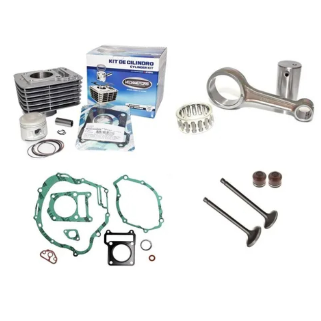 Kit Motor Biela Junta E Valvulas Yamaha Ybr 125 Até 2008
