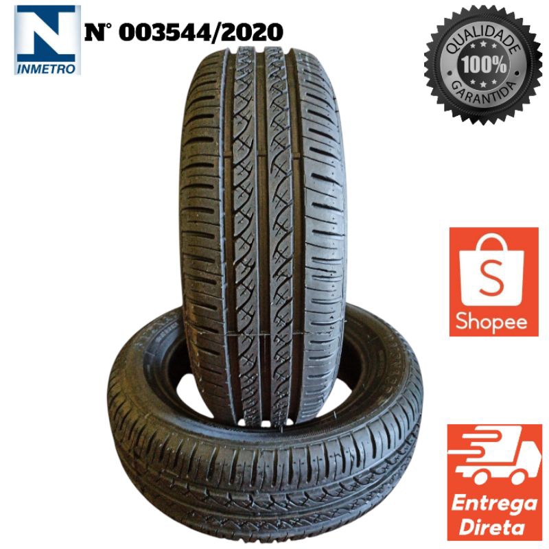 kit 2 Pneu Aro 15 185/60 R15 Remold Borracha Reforçada com Selo de Inmetro Linha Premium