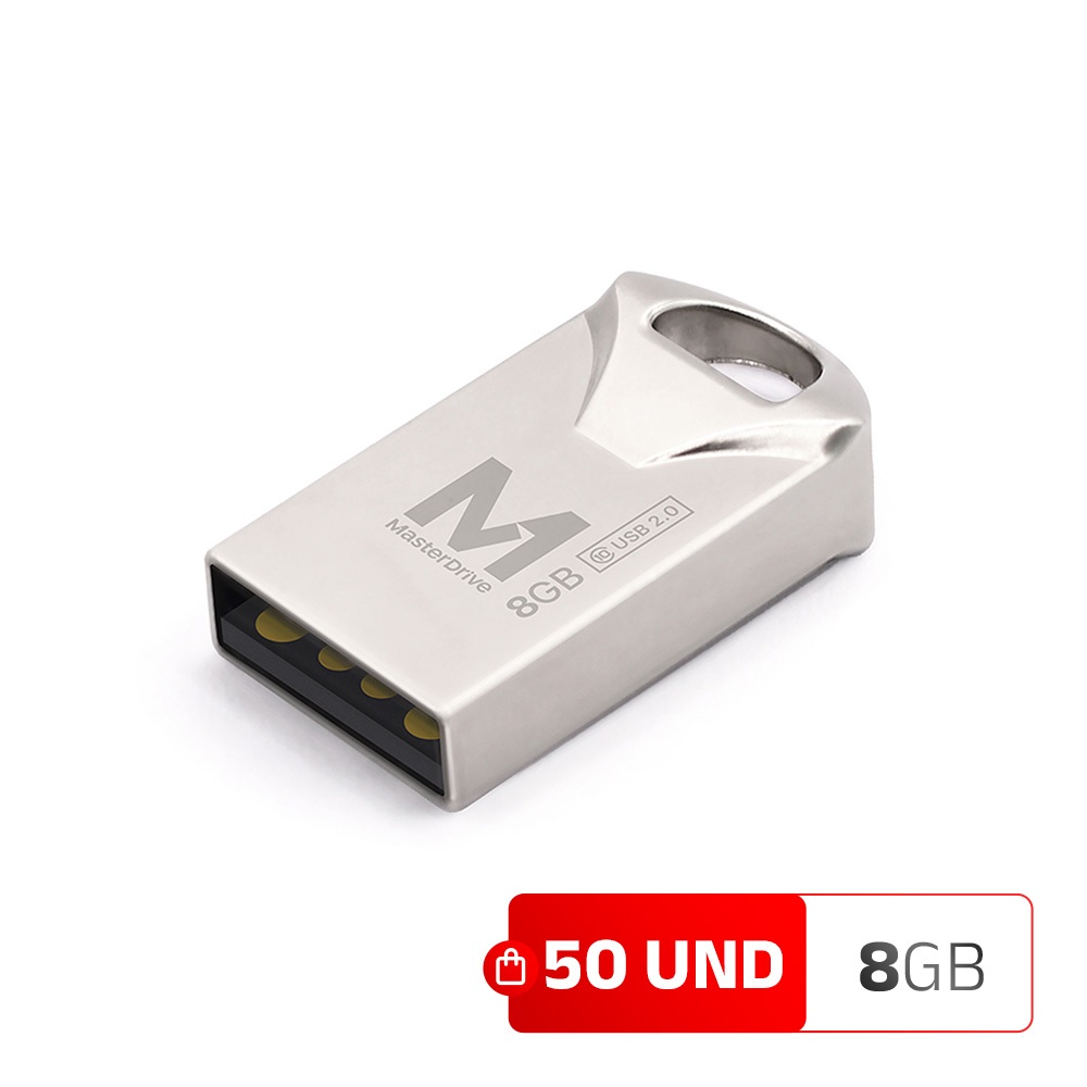 Pendrive Mini 8GB Kit 50 ATACADO MasterDrive USB 2.0 Premium CLASS 10