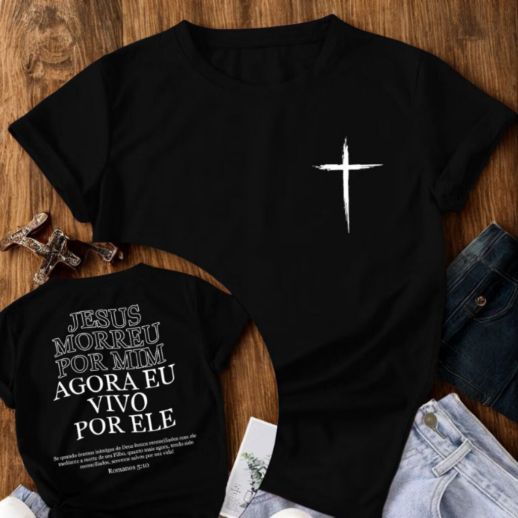 Camiseta Premium Unissex 100% Algodão Vivo Por Ele Envio Imediato em Oferta na Shopee