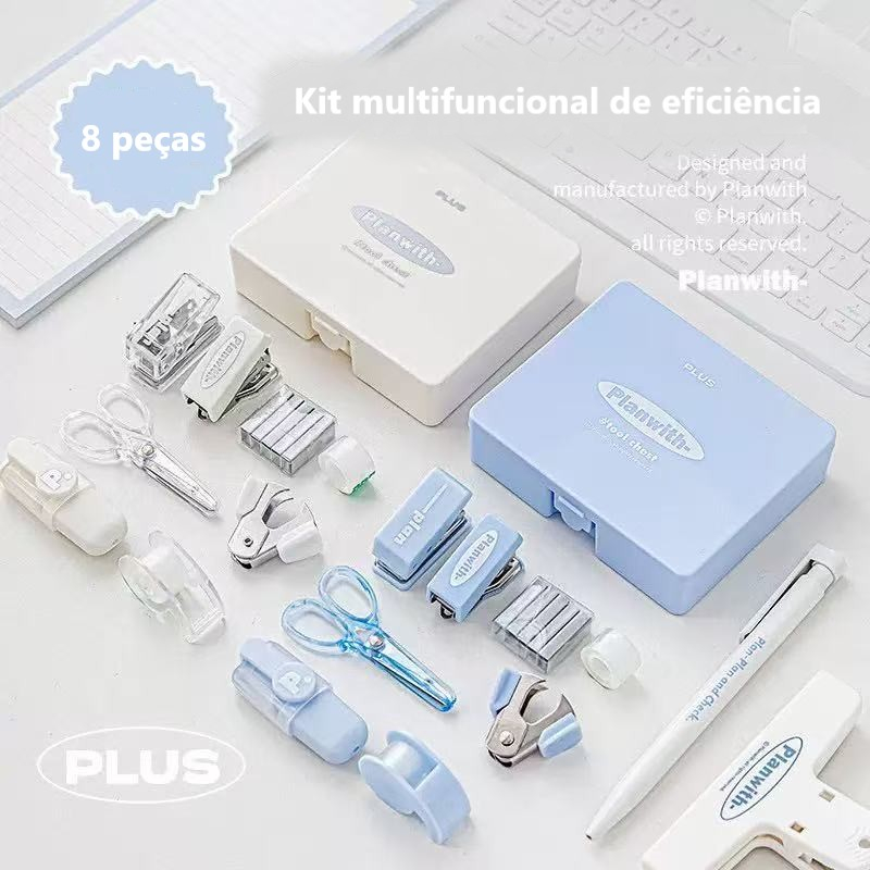 Kit8 Material De Escritório Acessórios De Mesa Conjunto De Grampeador