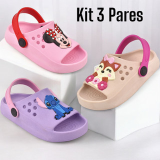 kit com 3 pares de slide infantil para meninas. Conforto e estilo. Lucks calçados