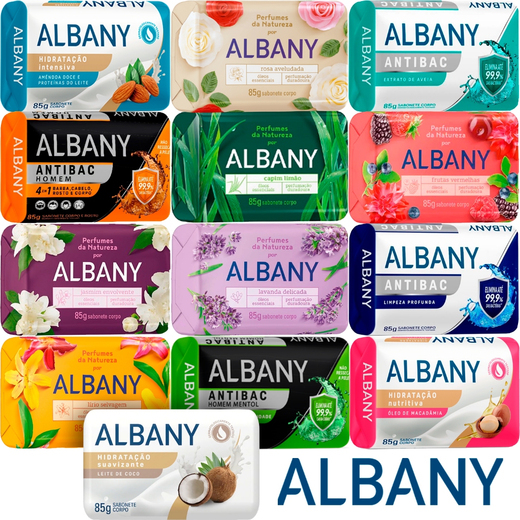 Sabonete Albany 85g Hidratação Antibac Perfumes da Natureza Varias Fragrâncias em Oferta na Shopee