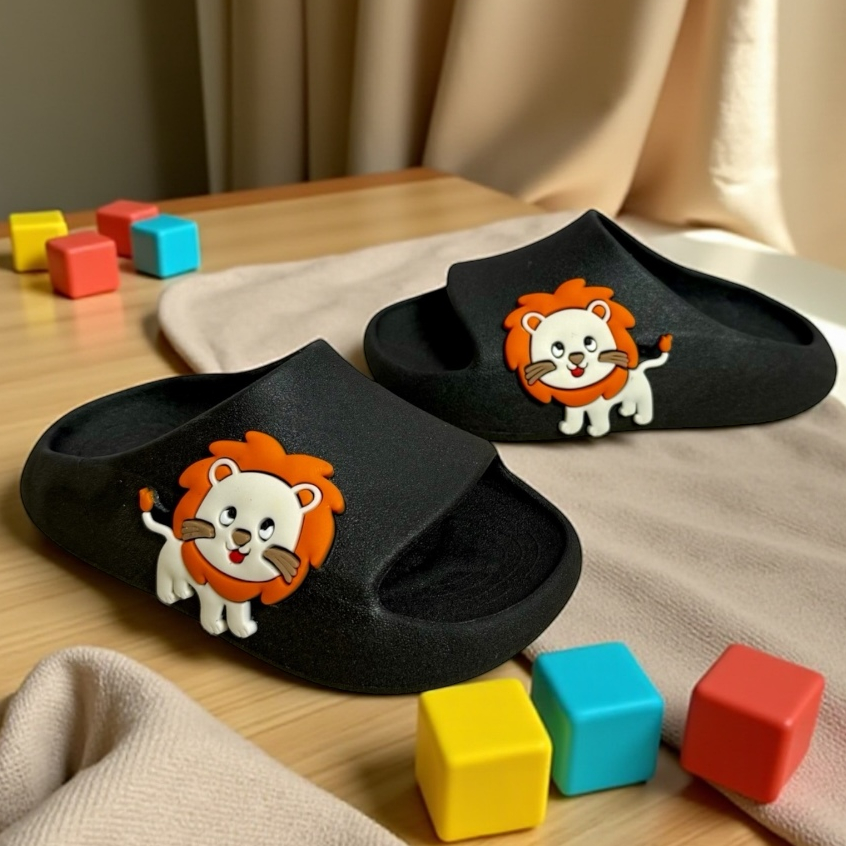 Chinelo Infantil Slide Nuvem Casual Leãozinho Safari Macio Leve Antiderrapante Promoção