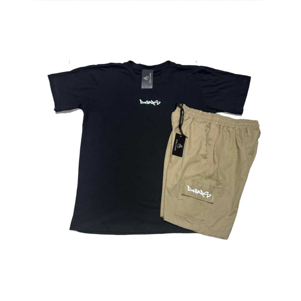 KIT CAMISETA E SHORTS SARJA CARGO BRIM LEVE ALGODÃO PREMIUM OFERTA