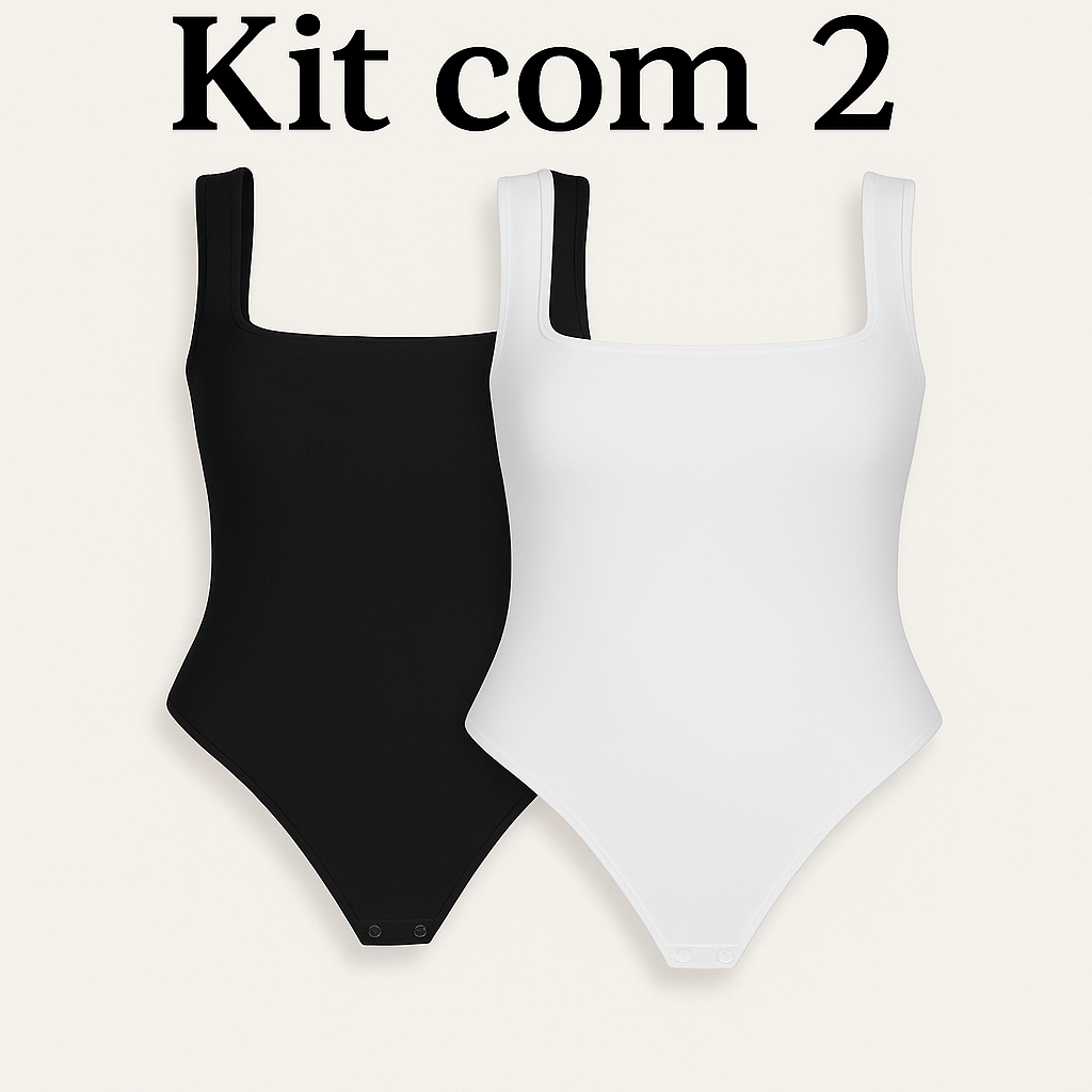 Kit 2 Body Regata Feminino Plus Size em Suplex – Alça Larga e Decote Quadrado
