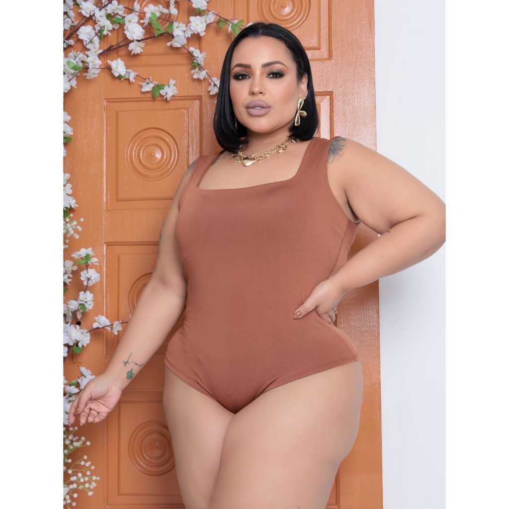 Body Bory Plus Size Regata Feminino Decote Quadrado Alça Suplex em Oferta na Shopee