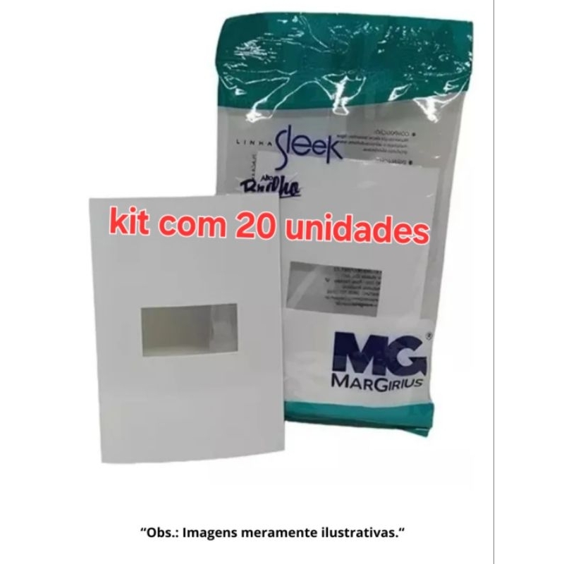 placa 4x2" posto horizontal branco Margirius sleek