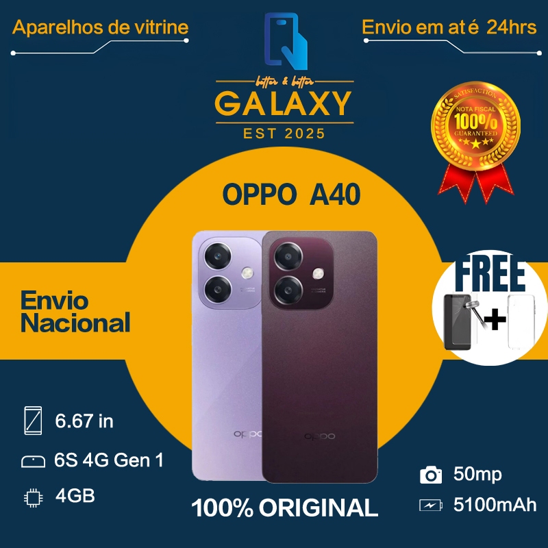 OPPO A40 4G, 256 GB e 4 GB de RAM, com nota fiscal. Novo e lacrado. Versão global.