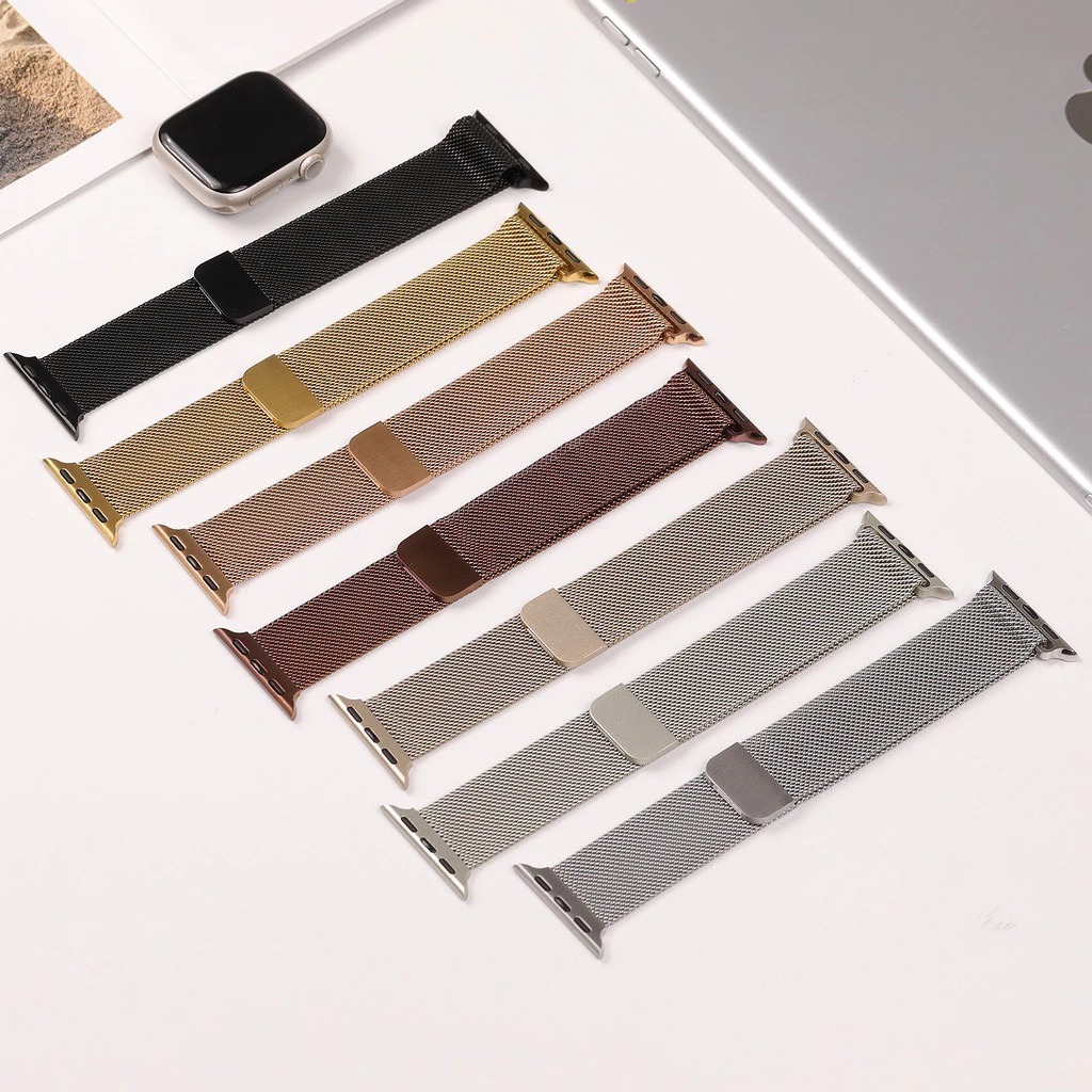 Pulseira De Metal Aço Milanesa Para Relógio Smartwatch Apple Watch Ultra 2 49mm 10 9 8 7 SE 6 5 46 44 40 45mm 41mm