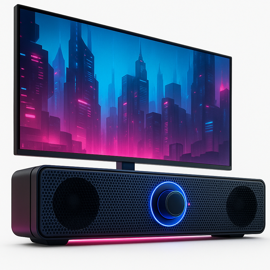 Caixa De Som Gamer Para Tv Smart E Pc Soundbar Led Usb + P2