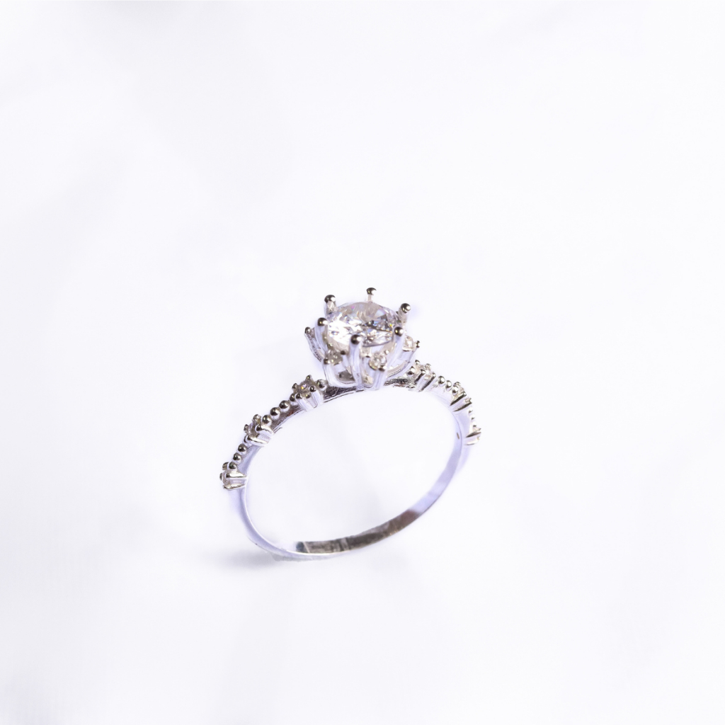 Anel Solitário Lotus Prata 925 Legitima Aliança Feminino Cravejado Pedras em Zircônia em Oferta na Shopee