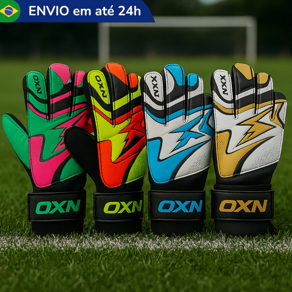 Luva Goleiro Futebol Oxn Express Profissional Adulto Infantil Criança Látex Campo Grama Society