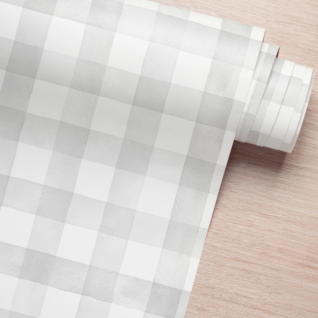 Papel de Parede Adesivo Xadrez Cinza Vichy Autocolante 4m