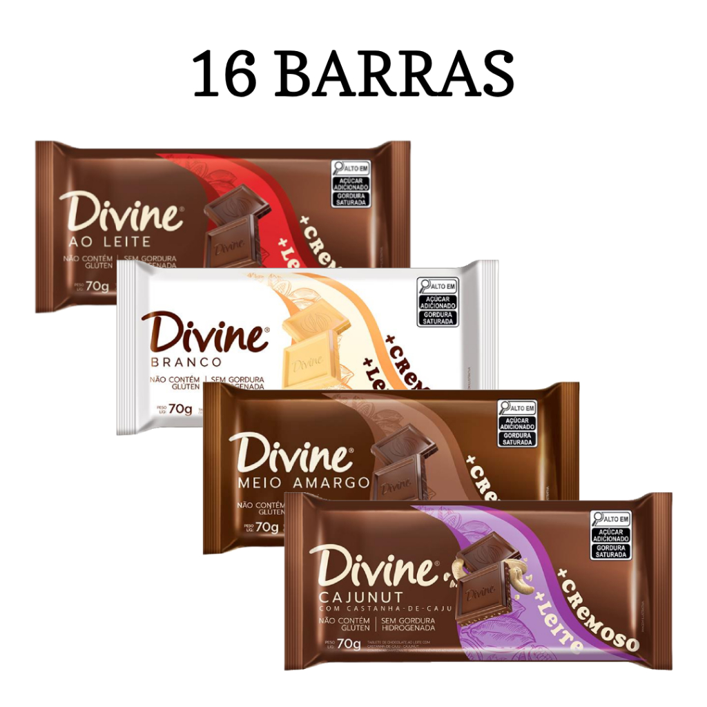 Display Barra Divine Mais Cremoso 70g - Sabores 16 unidades em Oferta na Shopee