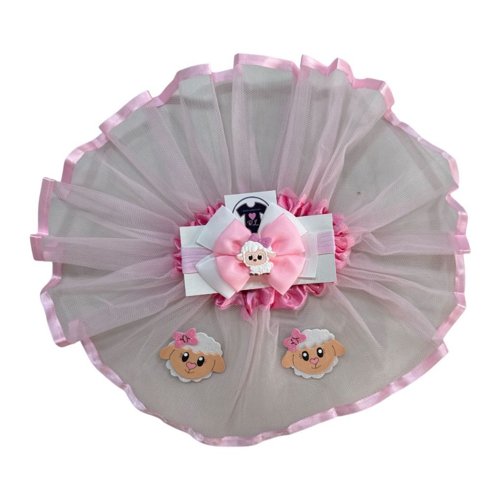Bebê- Saia de Tule + Laço (Tutu) Animais - Mesversário - Temático