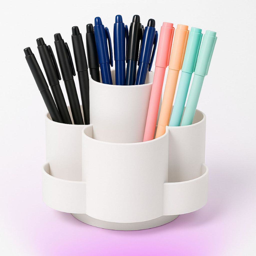 Organizador de Mesa Multi Divisórias Redondo Flor Giratório Porta Caneta Lápis Treco Multifuncional em Oferta na Shopee