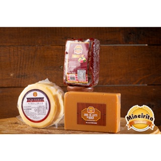 KIT 01 Um QUEIJO MEIA CURA + 01 GOIABADA CASCÃO + 01 DOCE DE LEITE BARRA, SUL DE MINAS em Oferta na Shopee