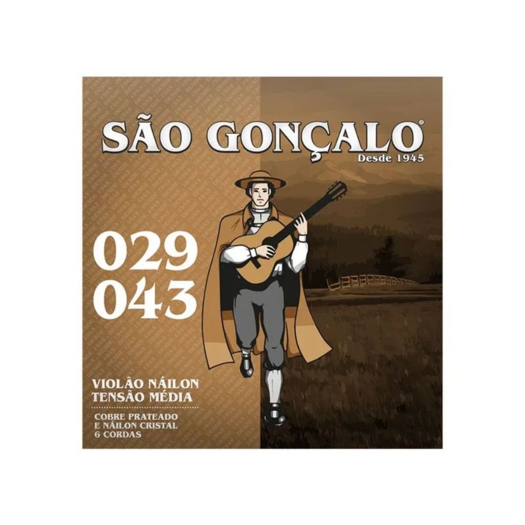 Encordoamento Nylon São Gonçalo Tensão Média para Violão  0.29/0.43- IZ 0075 em Oferta na Shopee