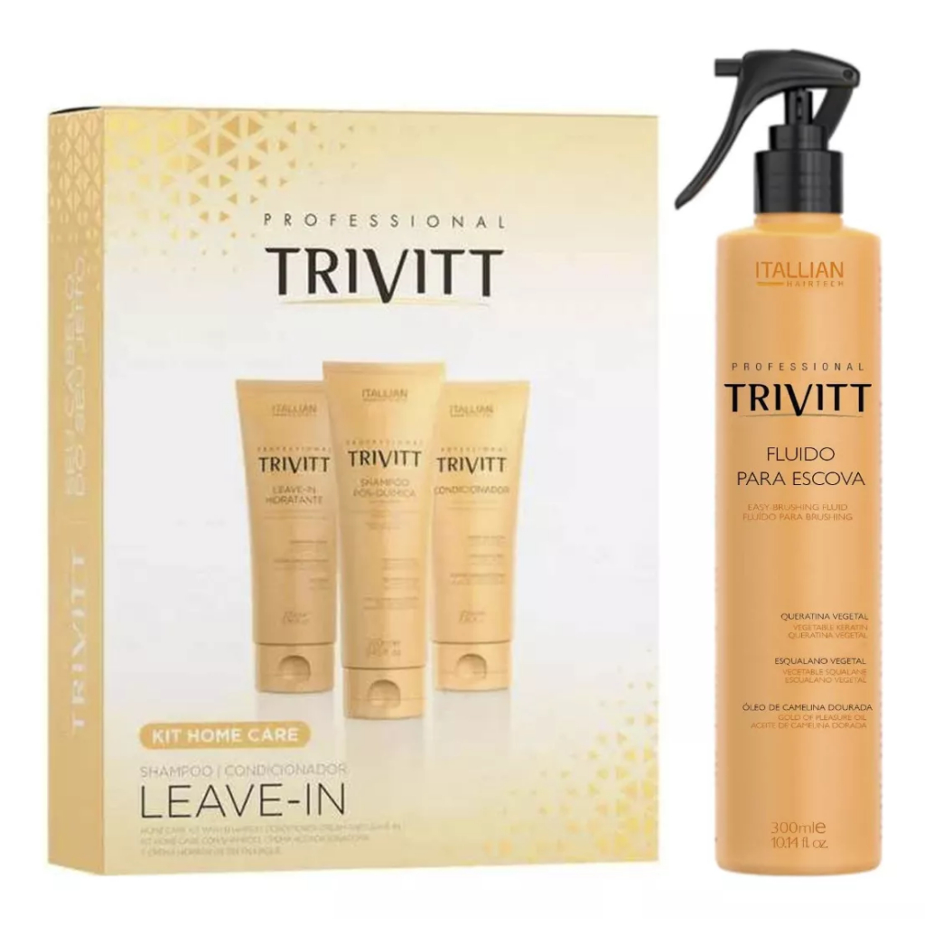 Kit Home Care Leave-In + Fluido Para Escova Trivitt | Itallian Hairtech