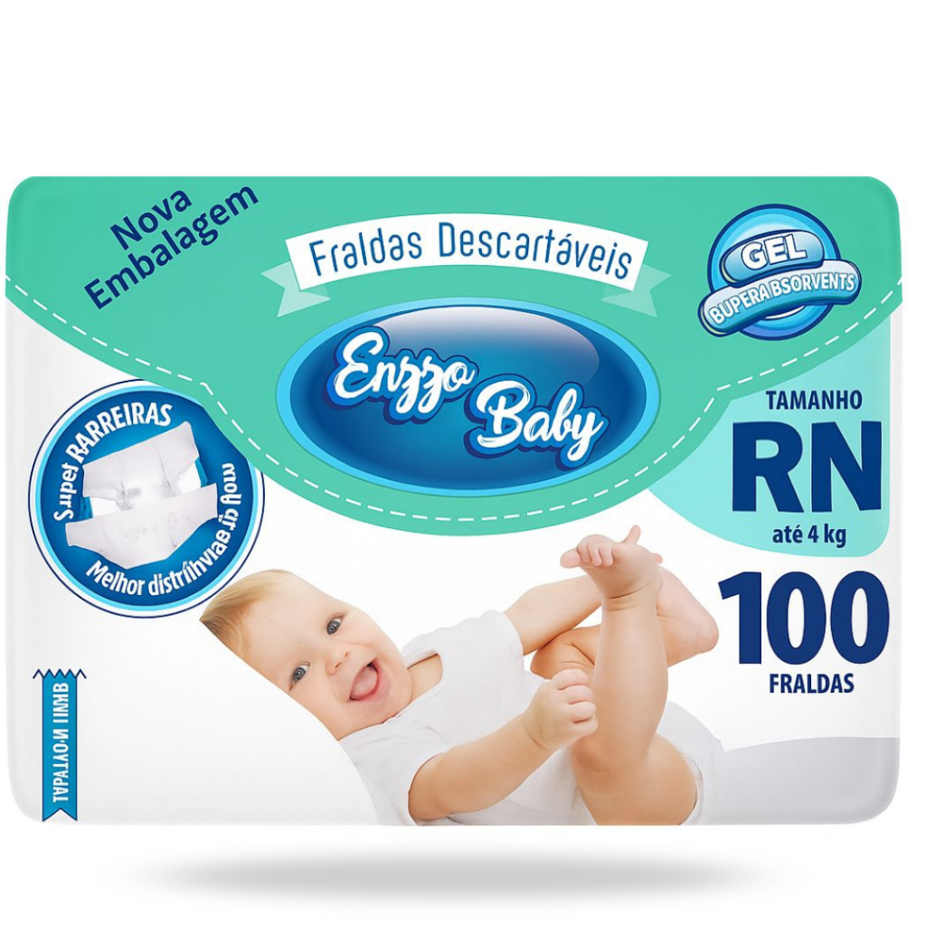 Fralda Descartavel Enzzo Mega Pacotão  Recém Nascido  Rn 100 Unidades em Oferta na Shopee